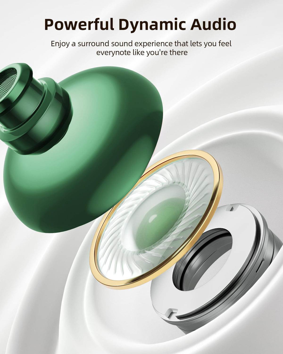 PocBuds Bluetooth Headphones Wireless Earbuds 80hrs Playtime Wireless Charging Case Digital Display Sports Ear Buds with Earhook Deep Bass IPX7 Waterproof Over-Ear Earphones for TV Phone Laptop Black