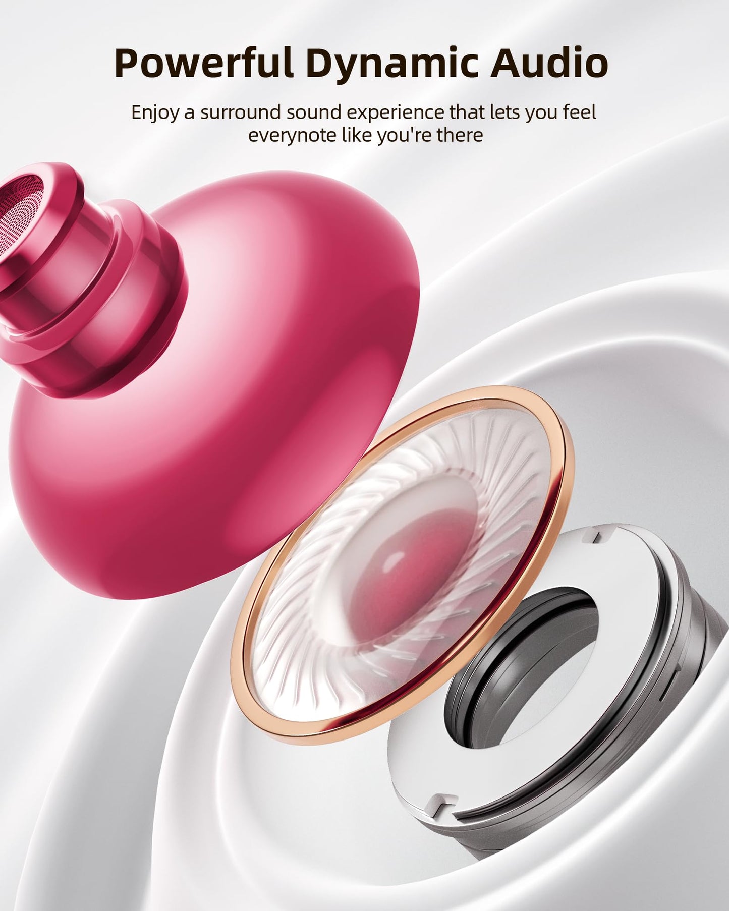 PocBuds Bluetooth Headphones Wireless Earbuds 80hrs Playtime Wireless Charging Case Digital Display Sports Ear Buds with Earhook Deep Bass IPX7 Waterproof Over-Ear Earphones for TV Phone Laptop Black